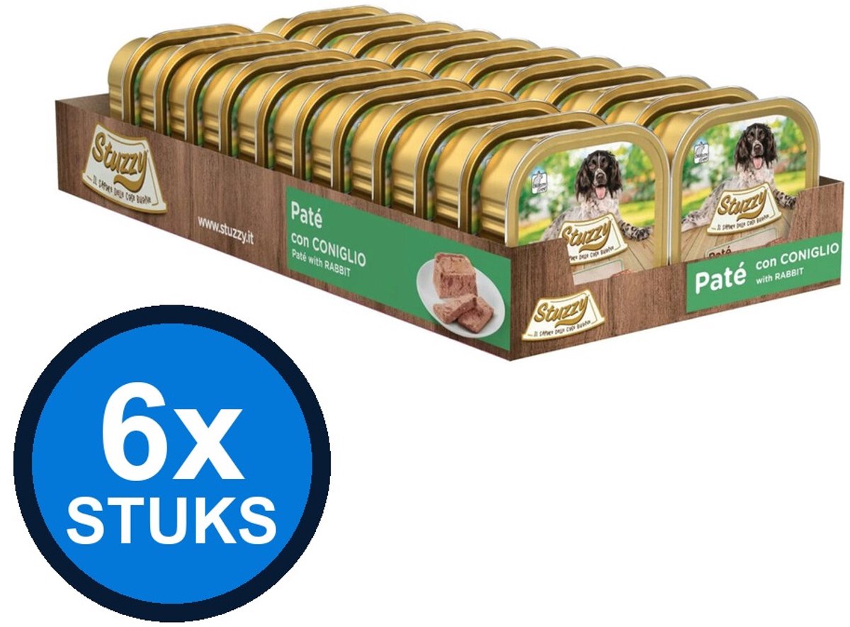 6x Stuzzy - Hond Paté Konijn - Hondenvoer Natvoer - 150g