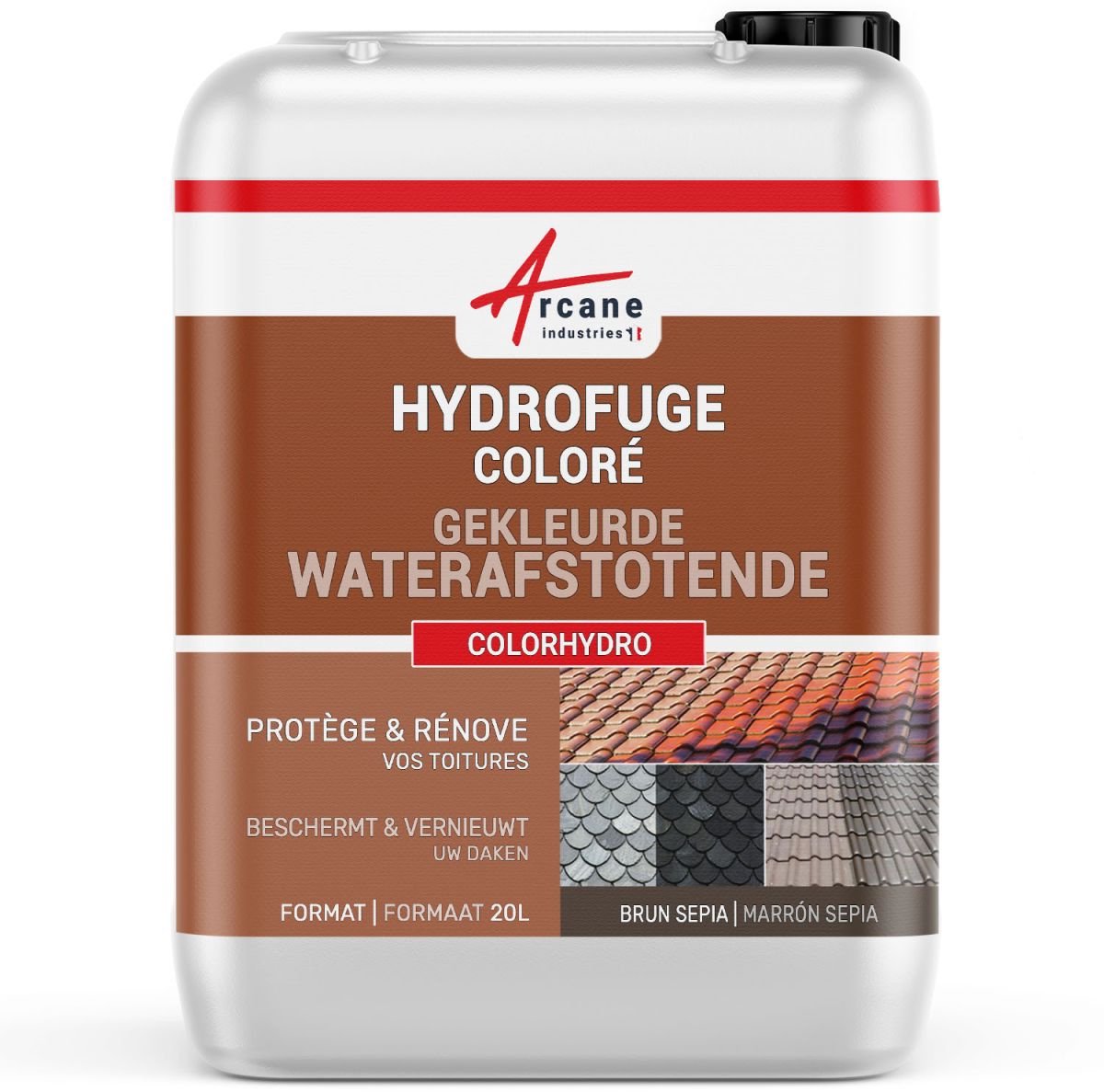 Gekleurde waterafstotende dakimpregneer voor betonnen, cementen dakpannen en leien: COLORHYDRO