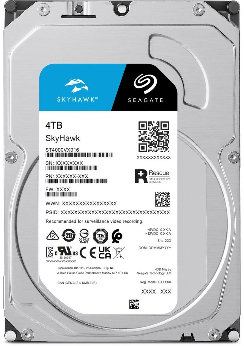 Seagate SkyHawk - 4TB HDD - voor 24/7 video bewaking - ST4000VX016-HW-A