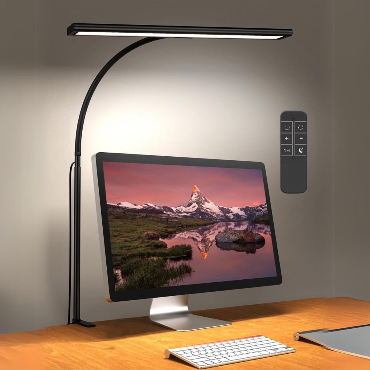 QUOVO® Bureaulamp led dimbaar daglicht - USB oplaadbaar - 10 kleurenfuncties - Daglichtlamp - met Afstandsbediening - Lichttherapielamp - Hobby lamp voor schilderen, puzzelen – UV-Vrij - Tafellamp/lamp staand - Zwart - 23cm x 13cm x 5cm