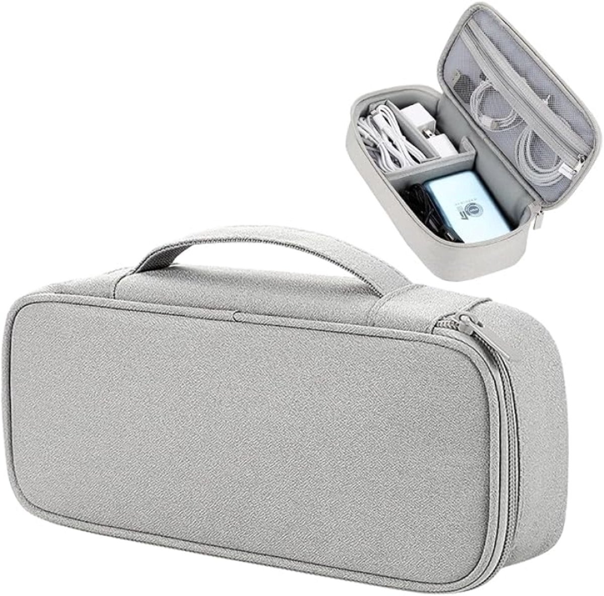 Huis Geluk Reis Tech Hoesje, Draagbare Kabel Organizer Tas, Elektronica Accessoires Reis Organizer Case voor Kabel, Oplader, Oortelefoon, Power Bank en Hard Drive, Lichtgrijs, 25 x 12 x 6.5 cm