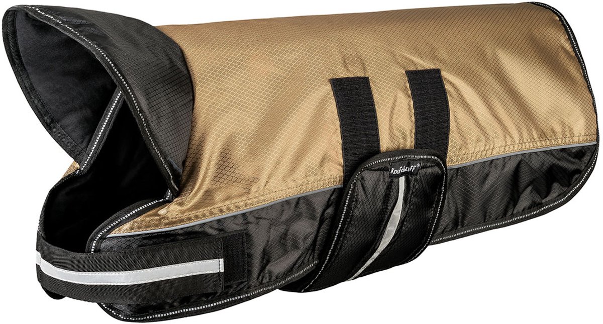 Knuffelwuff Hondenjas functioneel textiel reflecterend met kraag 65cm bruin