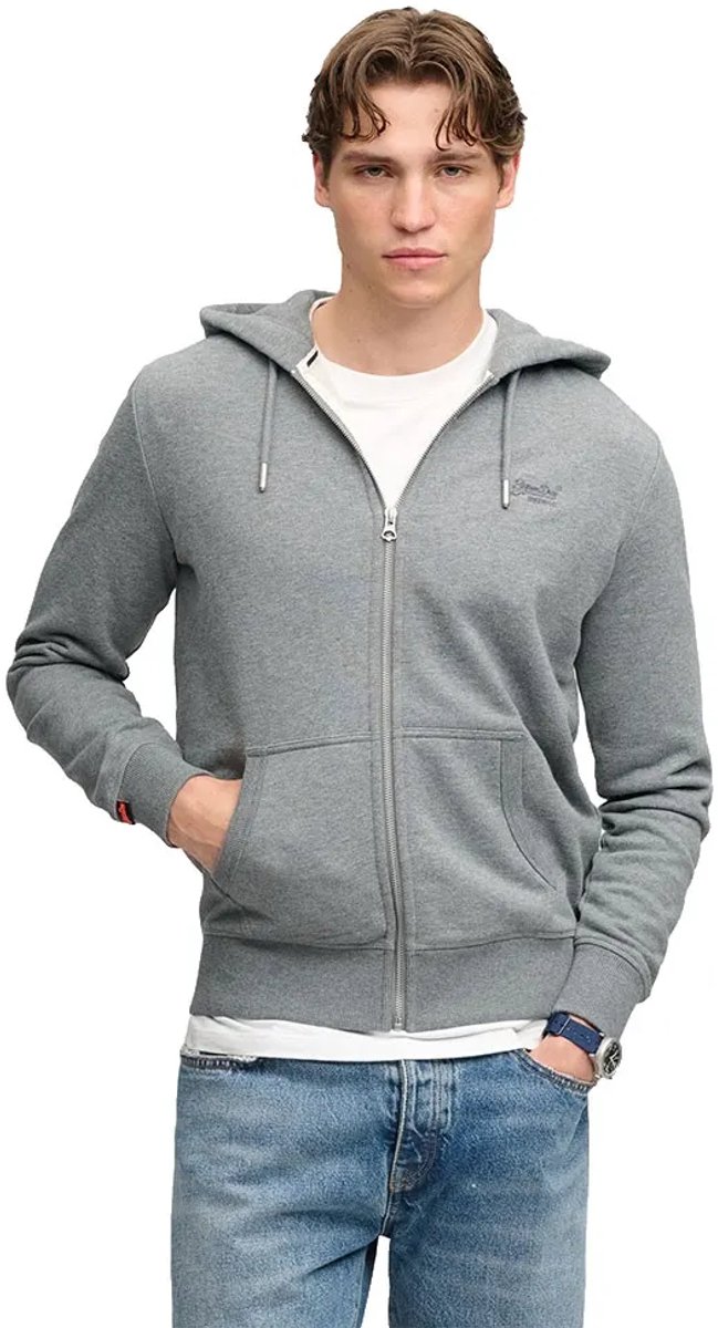 Superdry - Essential Logo Half Brushed Zip Hoodie - Heren - Hoodies