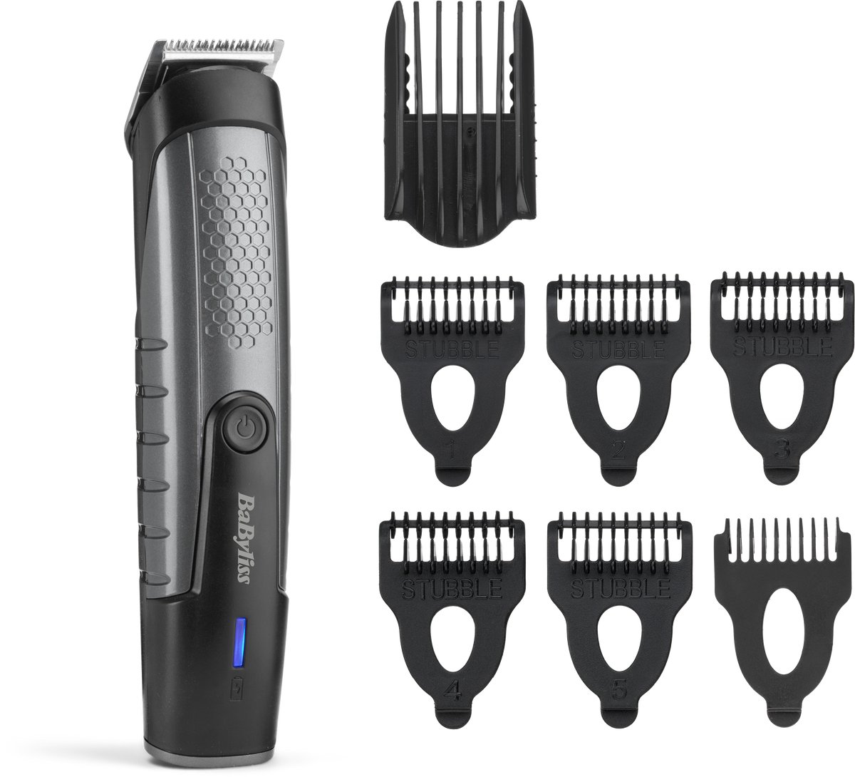 BaByliss Precision Pro Baardtrimmer - Draadloos met Lithium-Ion Accu - Roestvrijstalen Messen - Precisietrimmer - 7 Opzetkammen - 0,5-10 mm - USB-Oplaadbaar – Voor professionele precisie
