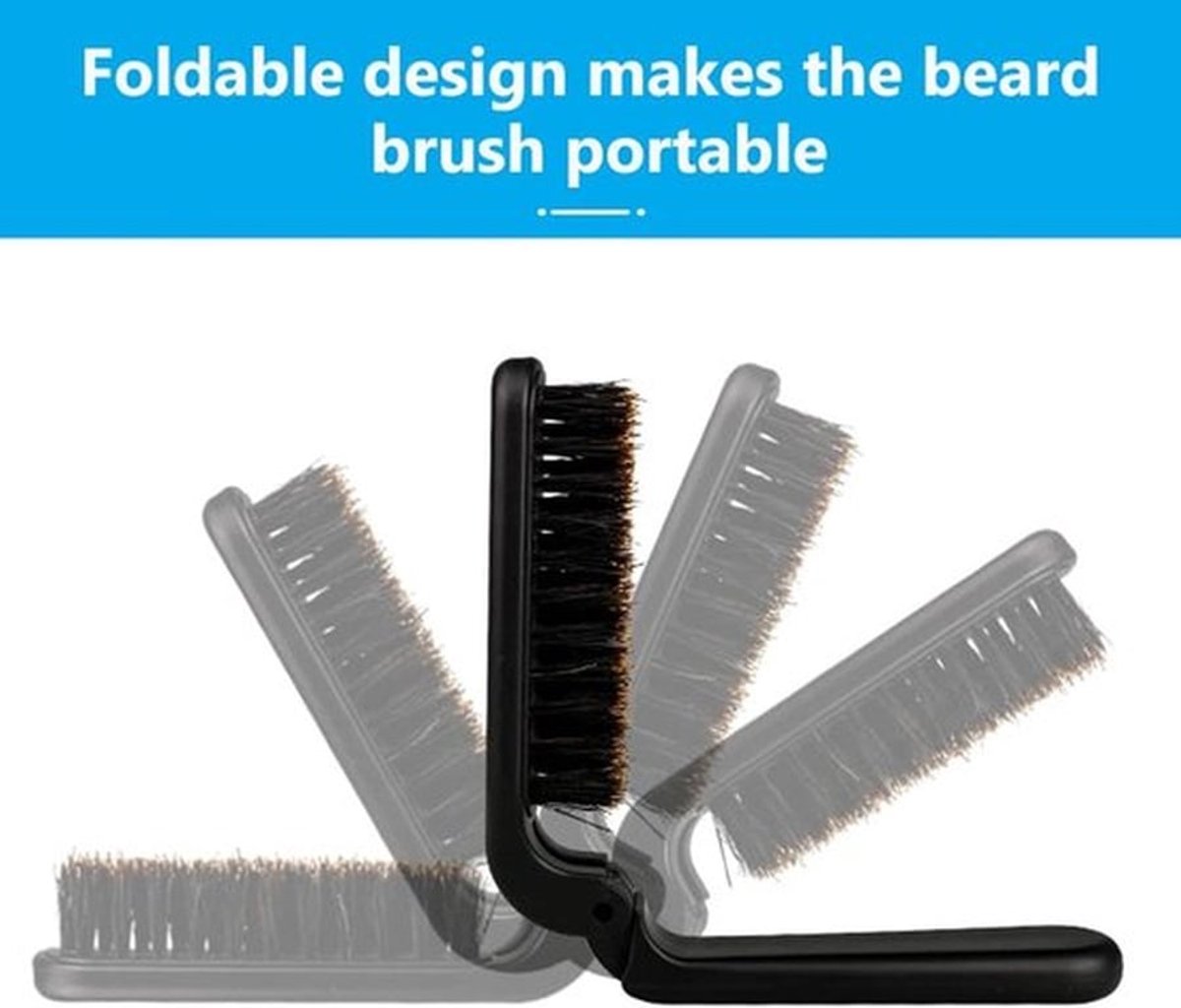 SnelShoppen - Beard Brush and Comb Set - Boar Bristle Baardborstel voor Mannen - Vouwbare Snorborstel en Baardkam - Pack van 2 - Ideaal voor Thuis en