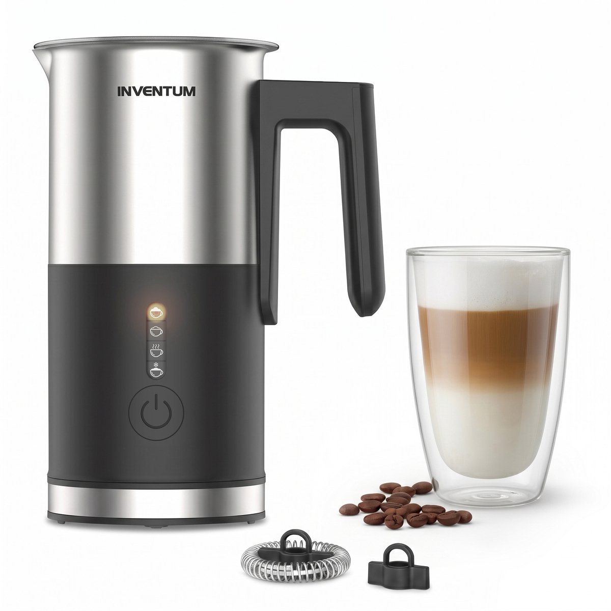 Inventum MK355S Elektrische Melkopschuimer - Warm & koud schuim - Verwarmen - 115/240 ml - Zwart/RVS