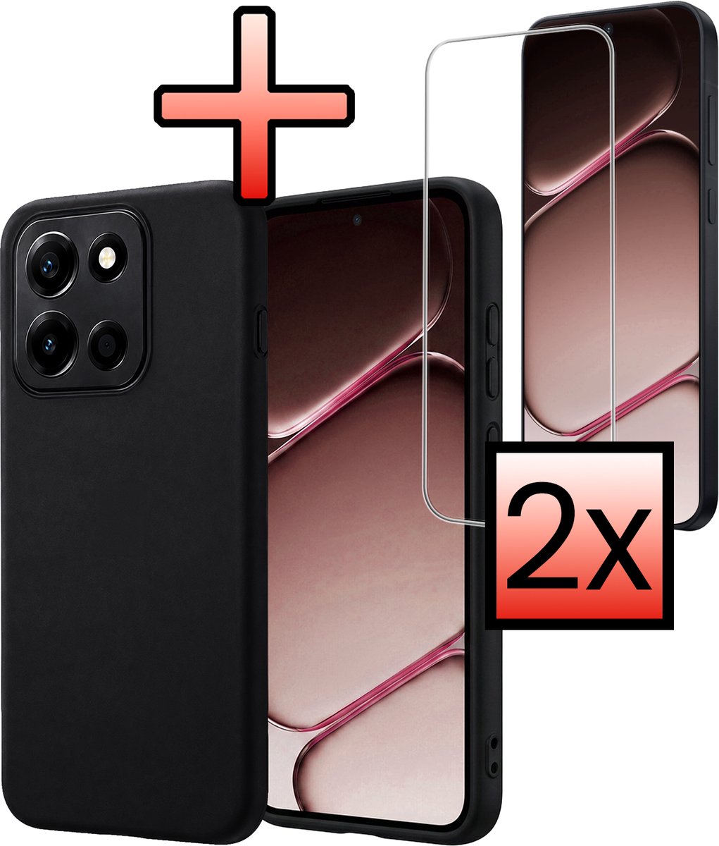 Hoesje - Met 2x Screenprotector - Geschikt voor OnePlus Nord 6 - Sterk & Shockproof - Back Cover - Siliconen Case - Telefoon Hoes - Zwart