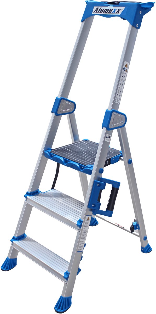 Alumexx Twin-Deck - Huishoudtrap 3 treden - Keukentrap - Inklapbaar - 2.60m werkhoogte
