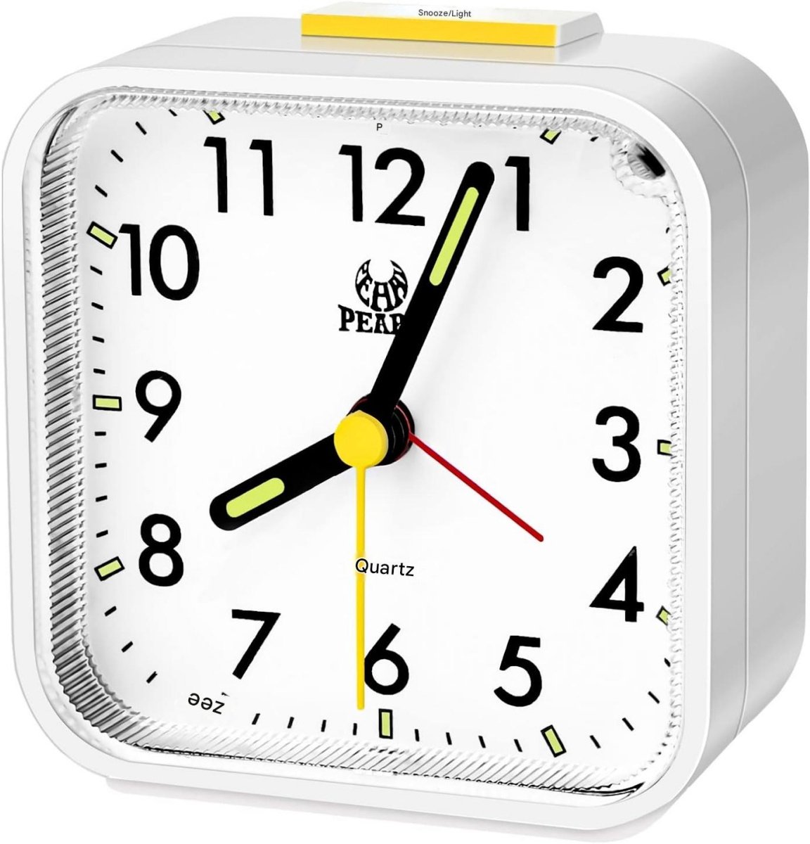 SSTRWGOOD Wekker - Stille Analog Wekker met Nachtlicht - Leesbare Lichtgevende Wijzers - 8x8x4,2cm - Geschikt voor Tiefschläfers en Reizigers - ABS Materiaal - Incl. Sluimerfunctie en Luid Alarm - Zonder Batterijen