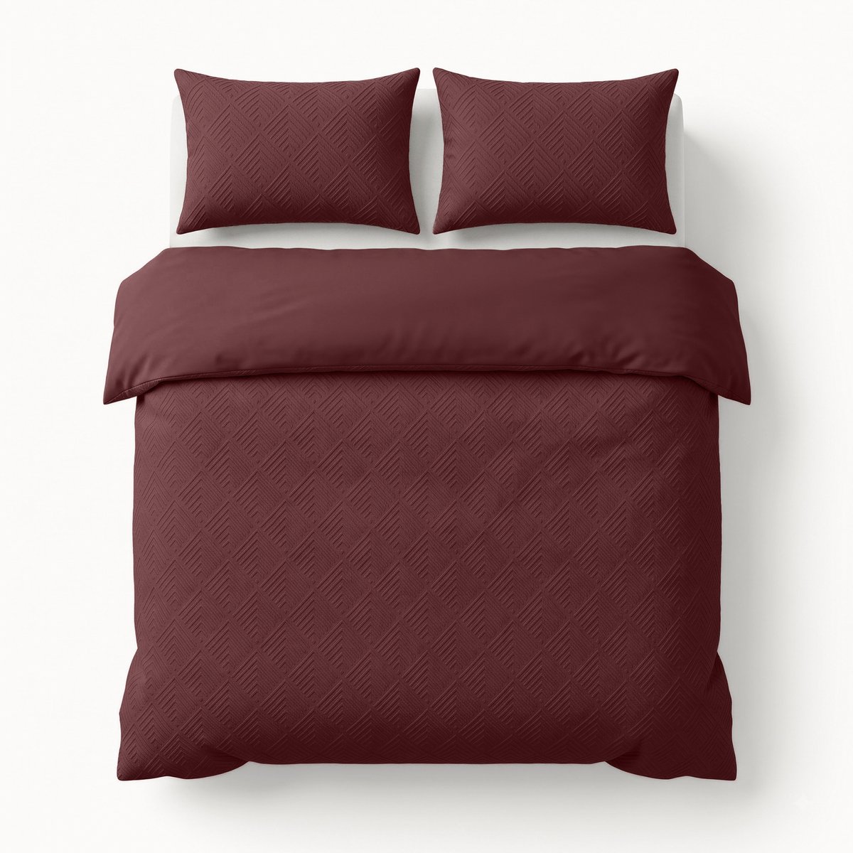 Sleeptime Modern Geo 3D Dekbedovertrek – 240x200/220 cm – Bordeaux