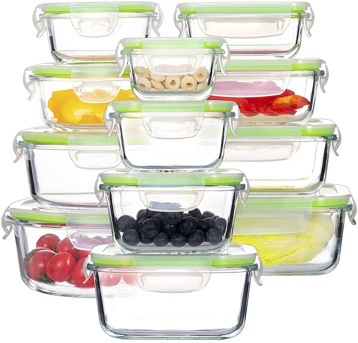 Famanu – Glazen vershouddozen, set van 12 stuks, BPA-vrij en -goedgekeurd voor thuis, keuken of restaurant