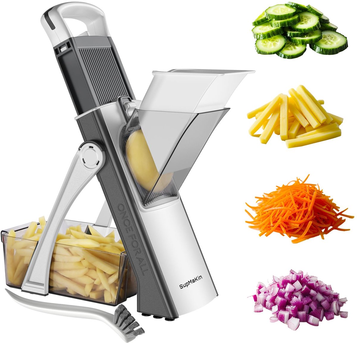 Famanu – Veilige mandoline snijder, multifunctionele groentechopper en aardappel snijder