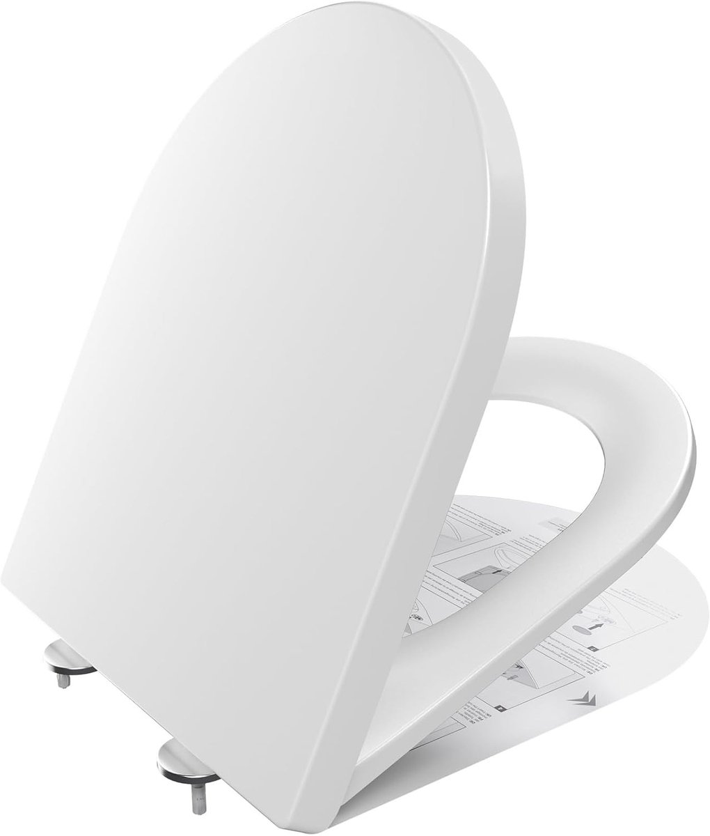 Wc-bril met softclose - Wit - D-vorm - Ureum Duroplast Toiletbril met Quick Release - Voor Gezinnen