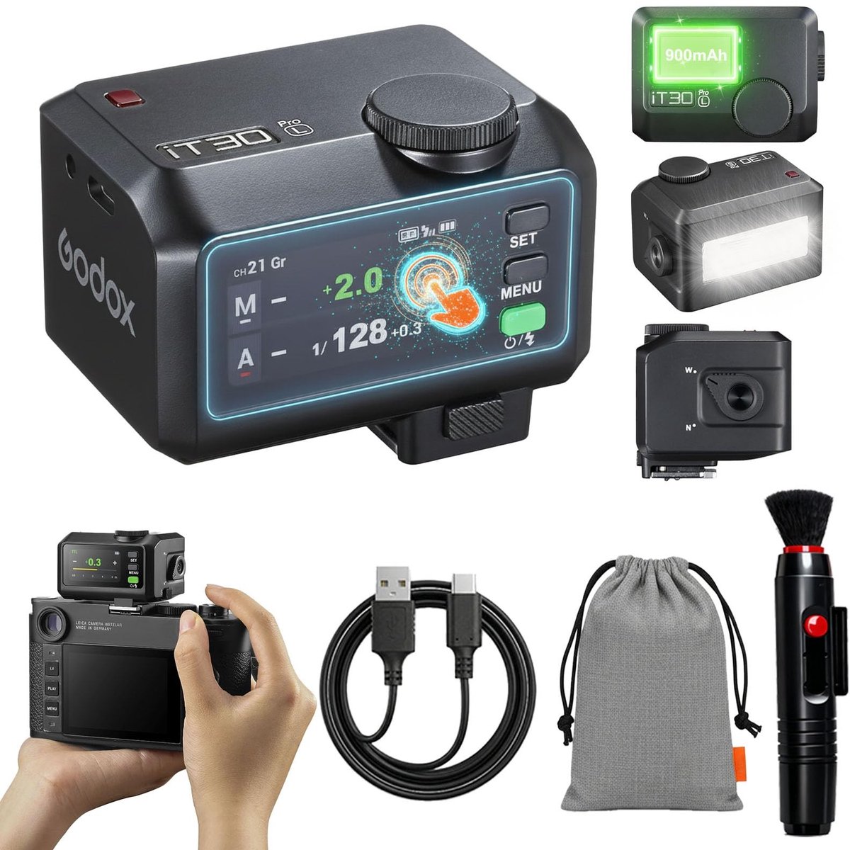 Solidchoice - Mini Camera Flitser voor Leica, Compact met HSS