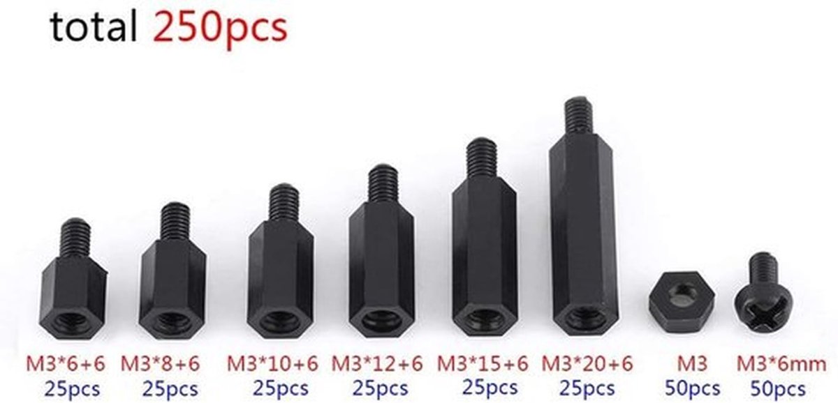 250 Stuks Nylon Spacer Standoff Kit voor PCB