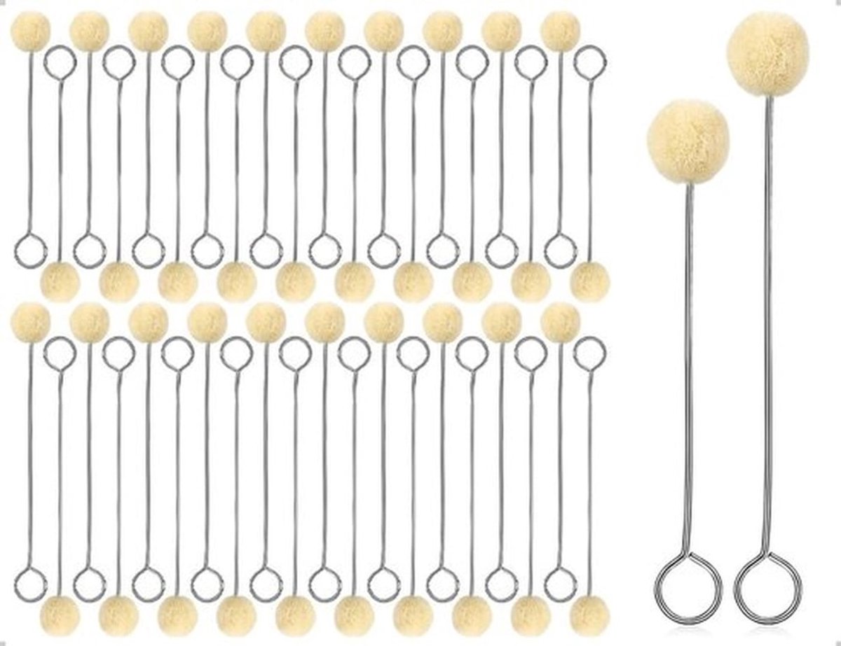 Wollen Stippen Set van 40 - Applicator Pad - Wolpenseel - Metalen Handvat - Geschikt voor Kleuren en Lijmen - 12,5 cm en 15 cm