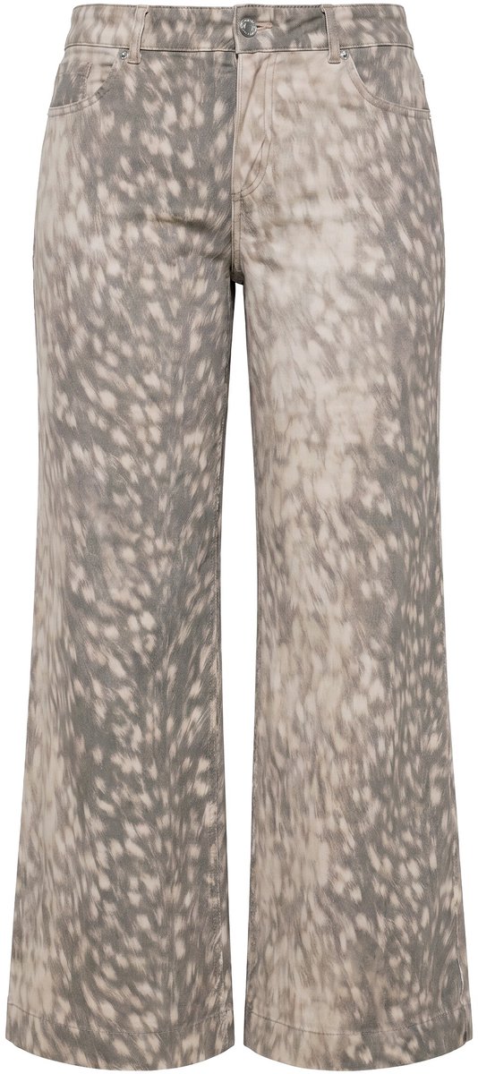 MIAMODA - Dames - Jeans wijde pijpen dierenprint 5-pocket - Grijs denim - Maat 42