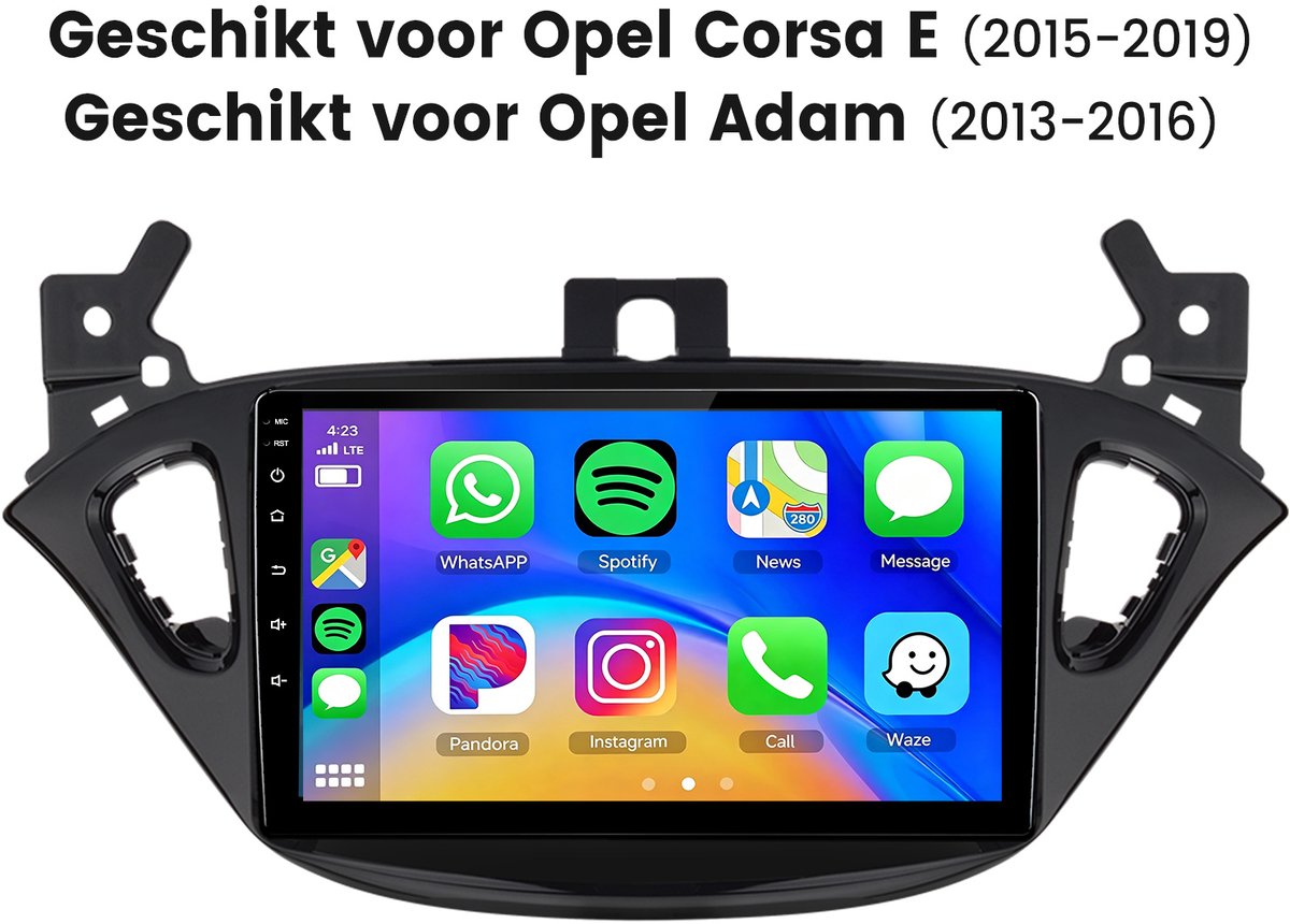 Cestovet LINUX Autoradio - Geschikt Voor Opel Corsa (2014 t/m 2019)/ Opel Adam (2013 t/m 2016) - 9 inch Screen - Draadloos CarPlay & Android Auto