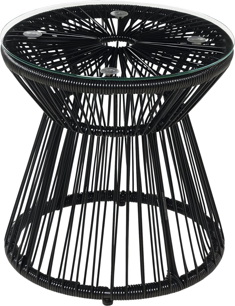 Tuintafel in boho - stijl - weerbestendig - PE - rotan - 40 cm x 40 cm x 42 cm - zwart