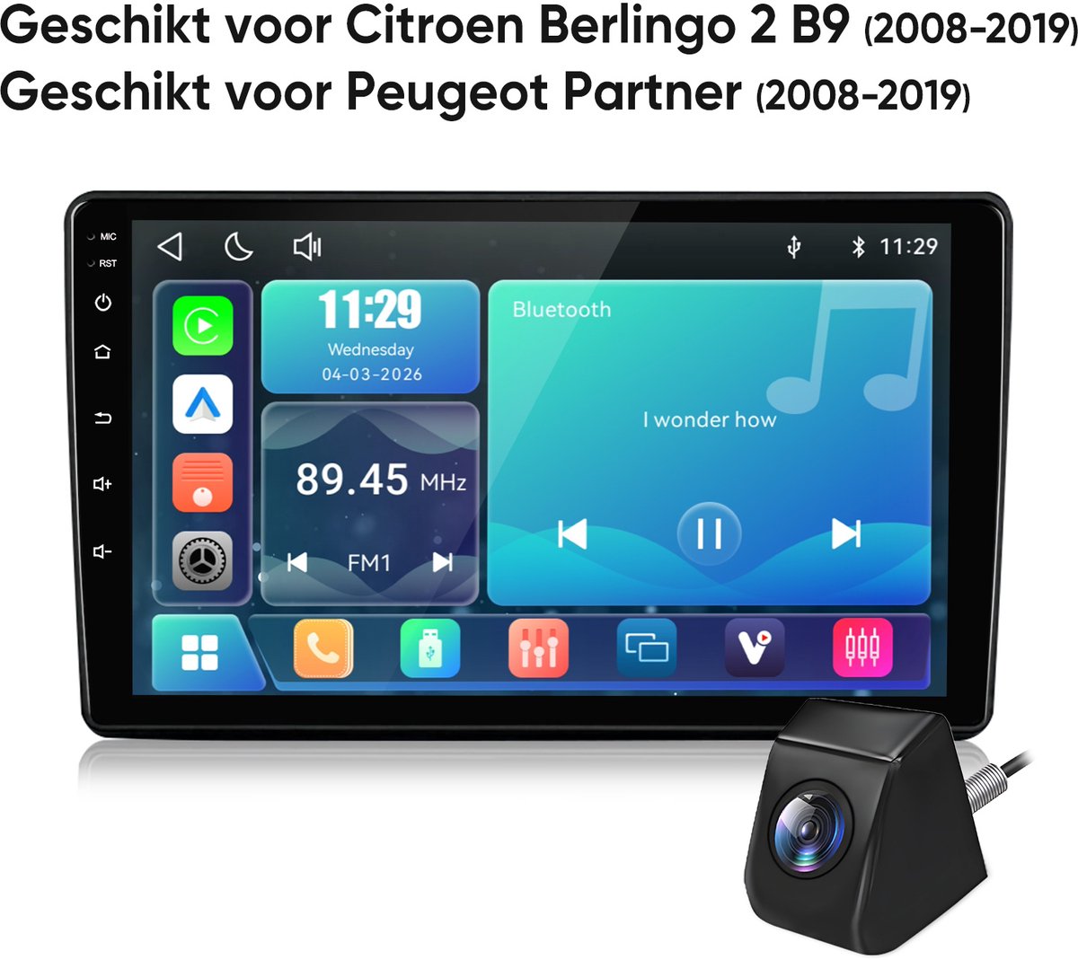 Cestovet LINUX Autoradio - Geschikt Voor Citroen Berlingo 2 B9 2008 t/m 2019 - Draadloos Apple CarPlay Android Auto - FM,RDS,USB - achteruitkijkcamera