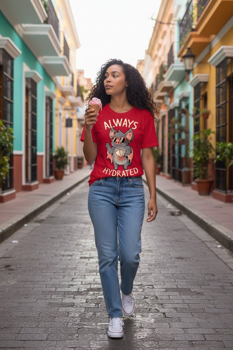 Vleermuis Vampier Always Hydrated The Coloured House T-shirt XL