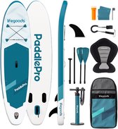 LifeGoods SUP Board Allround Compact - Met Zitje - 120 KG Draagkracht - 300 x 76 cm - Opblaasbaar - Compleet SUP pakket - Deep Aqua