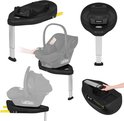 Zwarte Isofix-basis voor autostoel, met een draaimechanisme.