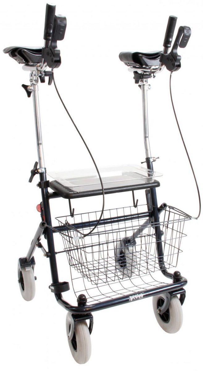 Premis - Rollator - met Bredere onderarmschalen (Steunen) - Belastbaar tot 120 kg - Inklapbaar - Metallic Zwart