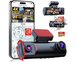 FOSMET Dashcam Voor Auto - 3-kanaals - Ultra 4K resolutie - Nachtzicht - WiFi en GPS - 3,16 Inch IPS-Scherm - App‑bediening - G‑Sensor - Parkeerbewaking - 170° groothoeklens met WDR - Inclusief 32GB SD‑kaart