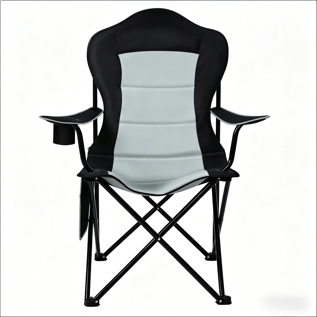 Opvouwbare campingstoel met hoge rug - met bekerhager - gedikte kussen en rugsteun - comfortabele visserstoel