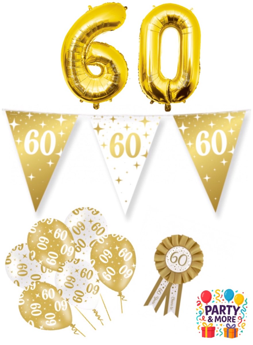 Party & More - 60 jaar - Luxe Gouden Feestdecoratie Set – Compleet Pakket – versiering - verjaardag