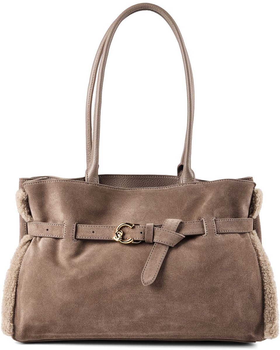 COCCINELLE handtas schoudertas Sabine Soft Handbag Suede Le. / Eco Fur / Gra. Le War T / War. T / War Taupe