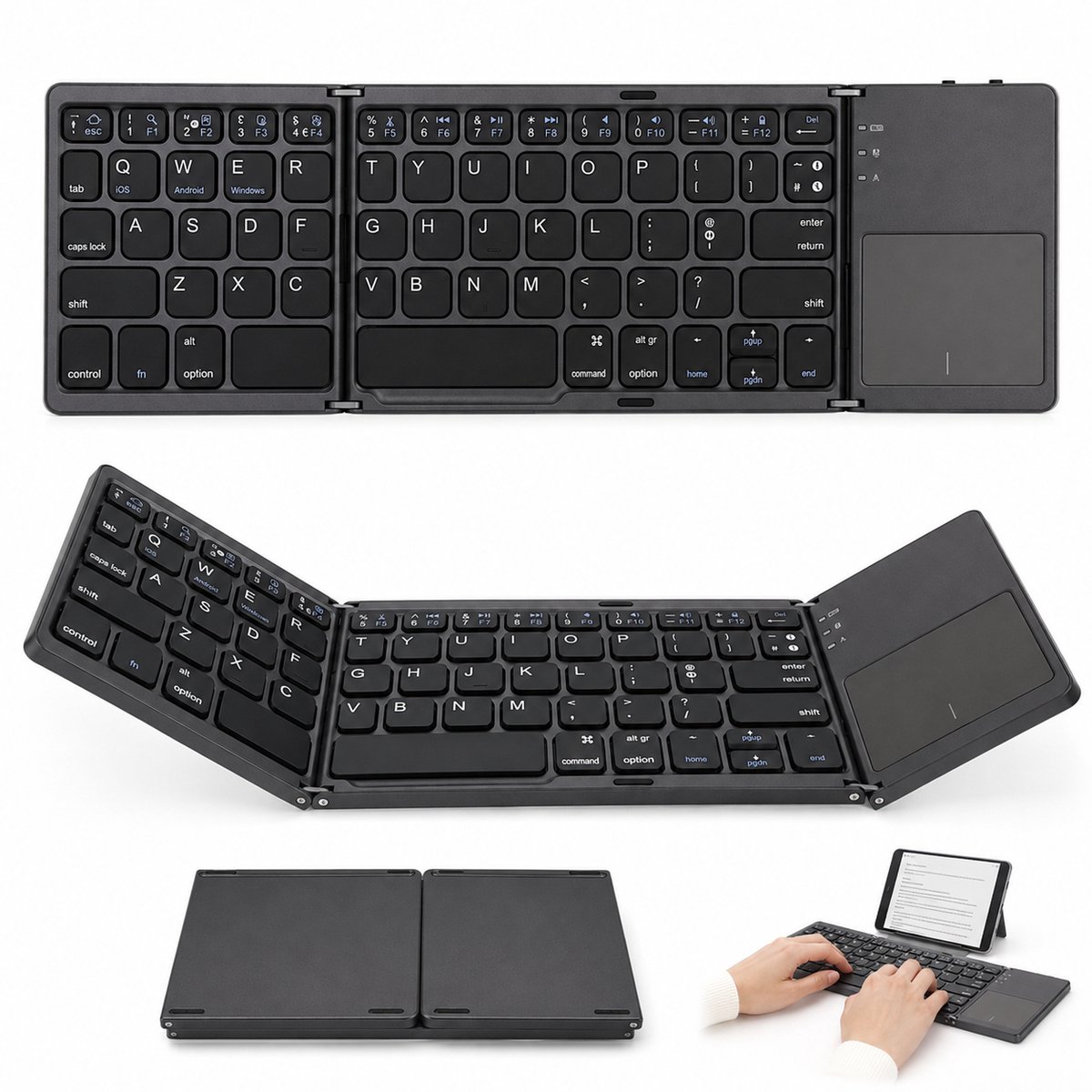 Opvouwbaar Toetsenbord - Bluetooth Keyboard - Met Touchpad - Stil Typen - Voor Laptops Mobiele Telefoons Tablets Compatibel - Zwart