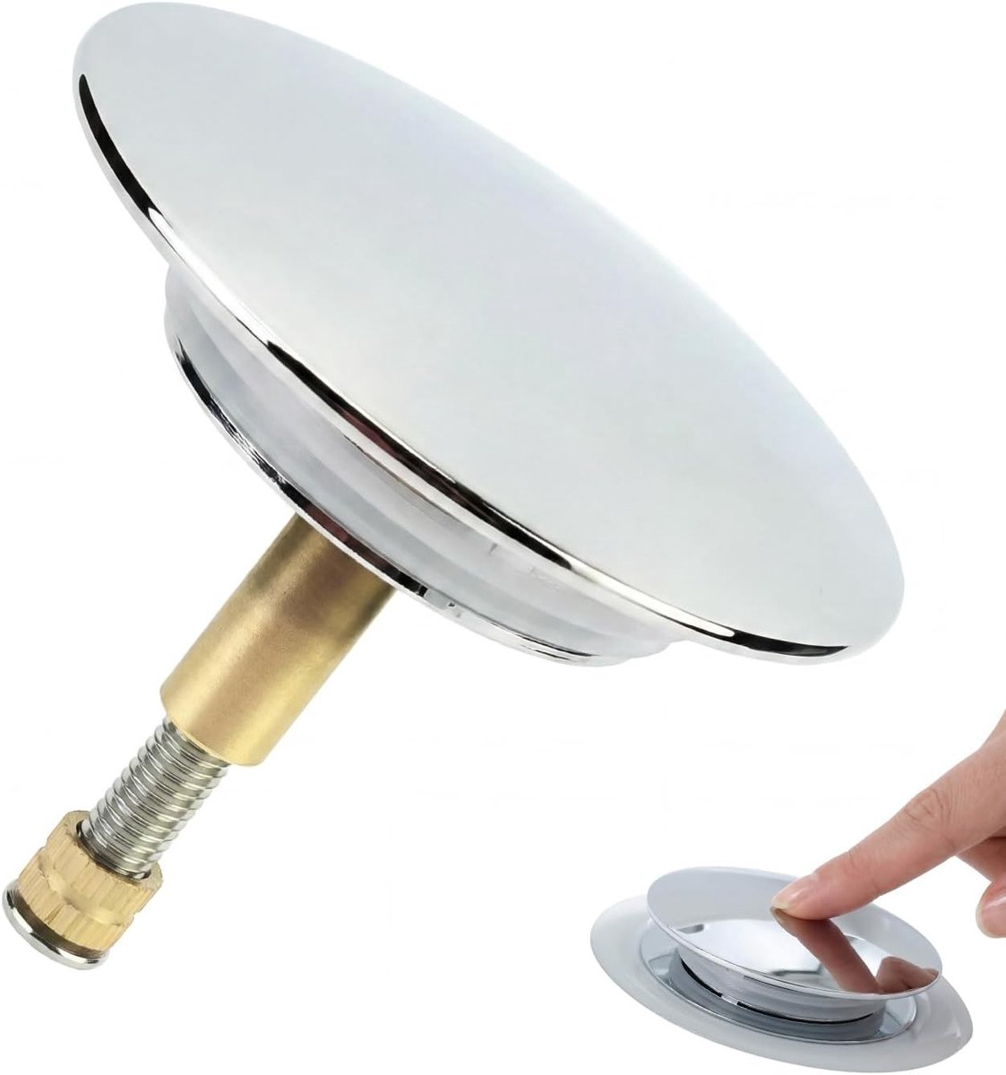 Pop-up Badstop - Zilver - 72 mm - Verchroomde Metalen Badplug met Dubbele Afdichting - Voor Badkuipafvoer