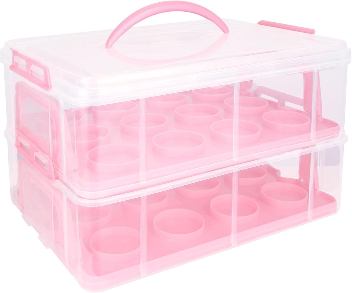 Rechthoekige Taarttransportdoos 36 x 26 x 23 cm voor 24 Muffins en Cupcakes, Ideaal voor Feestjes en Baksels