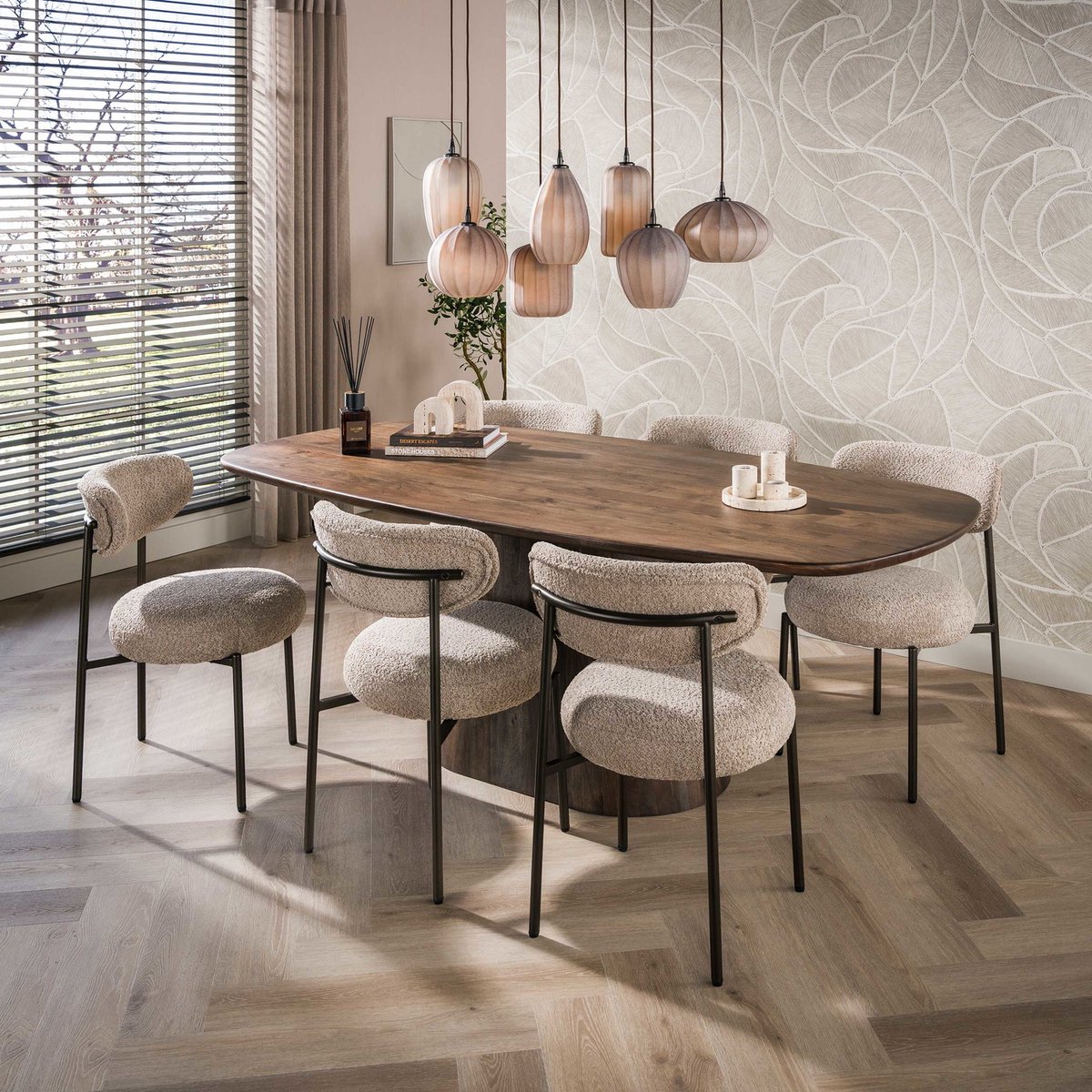 Giga Meubel Eettafel Central - Deens Ovaal Bruin Hout - 180x90x77cm