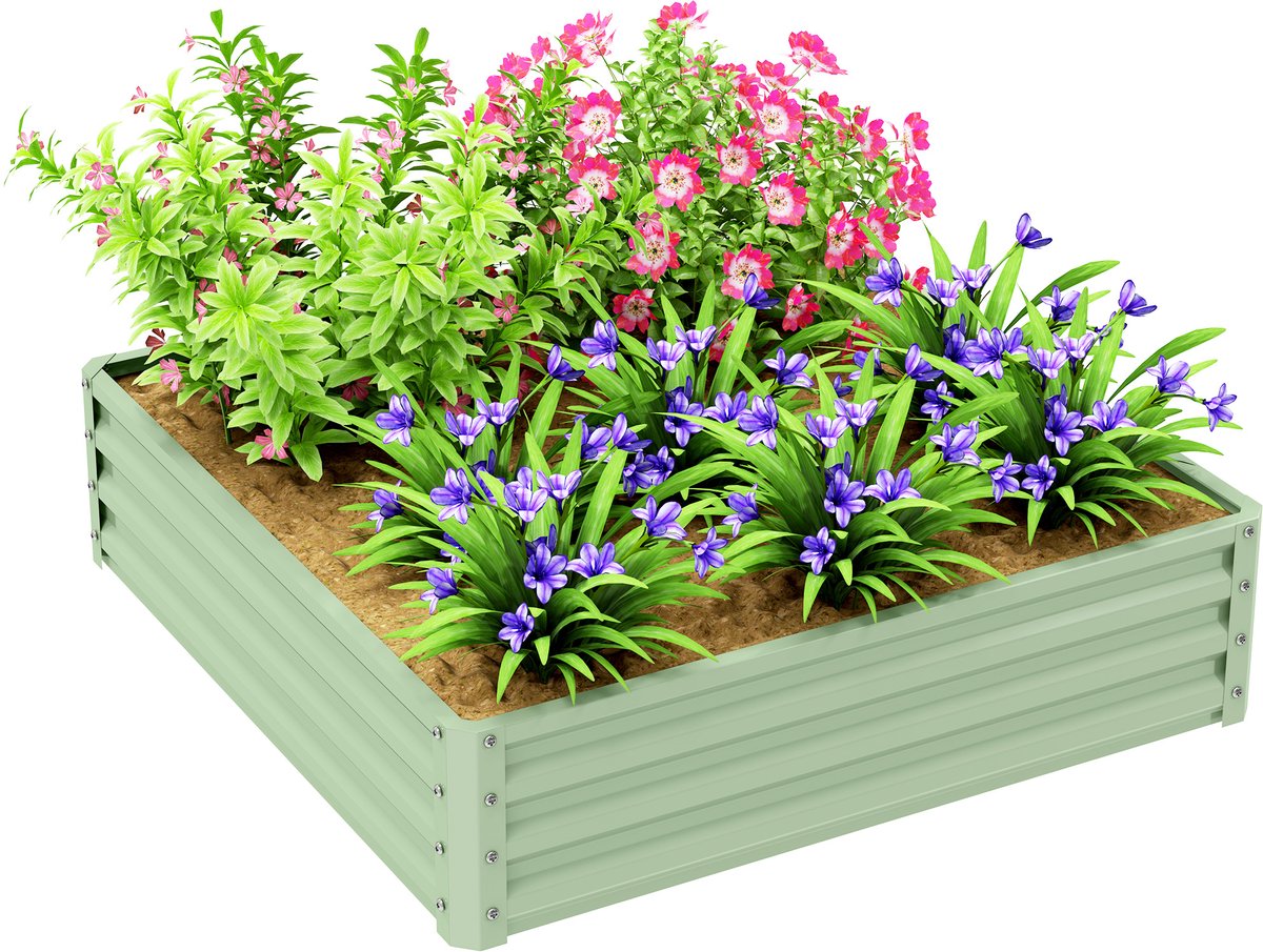 Outsunny tuinbed - Gegalvaniseerd staal - 120x120x30cm - Groen