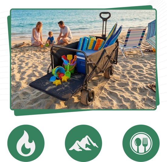 Opvouwbare bolderkar 115 x 53 x 74-97 cm - 150 kg - achterklep - brede wielen met rem van Opvouwbare Bolderkar — afbeelding 2