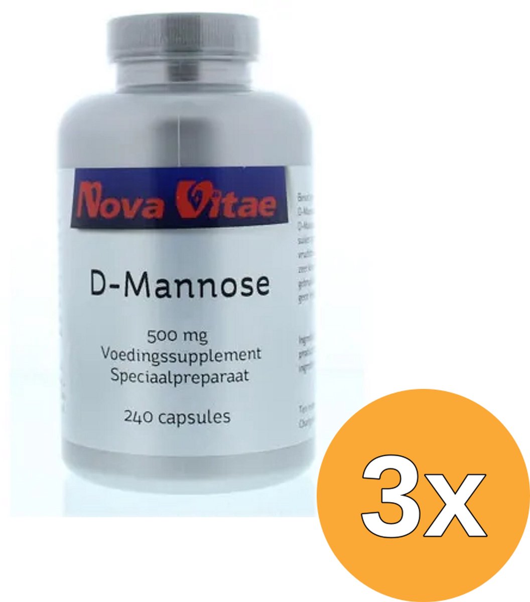 3x Nova Vitae D-Mannose 500 mg (240 capsules)