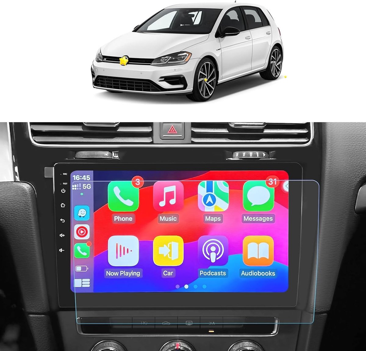 Screen Protector voor Volkswagen T-Roc, Golf 7, Arteon 2 en Tiguan 2, Matte Navigatie Beschermfolie, 9.2 Inch, Schokbestendig, Krasbestendig, Vingerafdrukbestendig