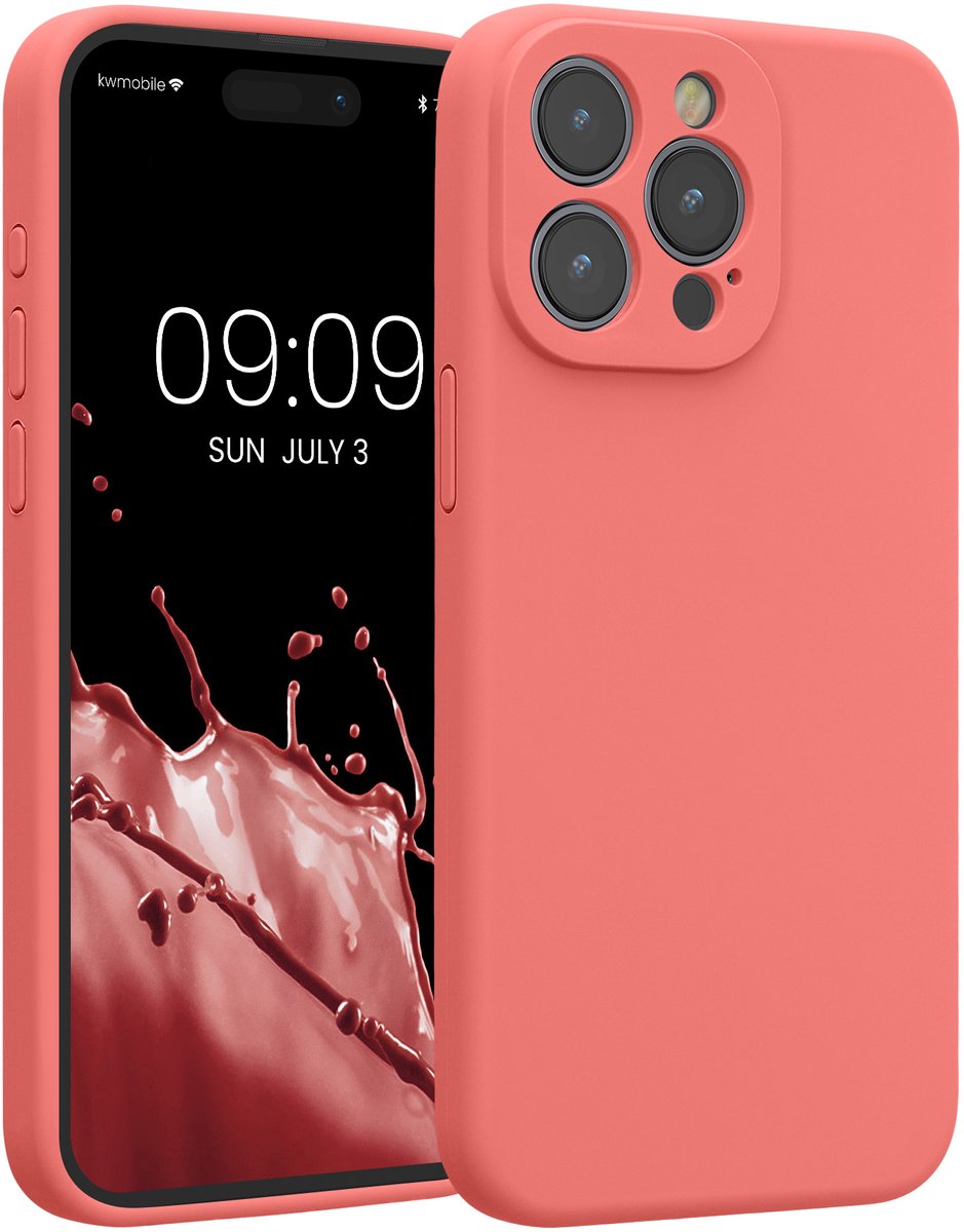 kwmobile telefoonhoesje geschikt voor Apple iPhone 15 Pro Max - TPU backcover met siliconen coating - Smartphone case in Pastelkleurig koraal
