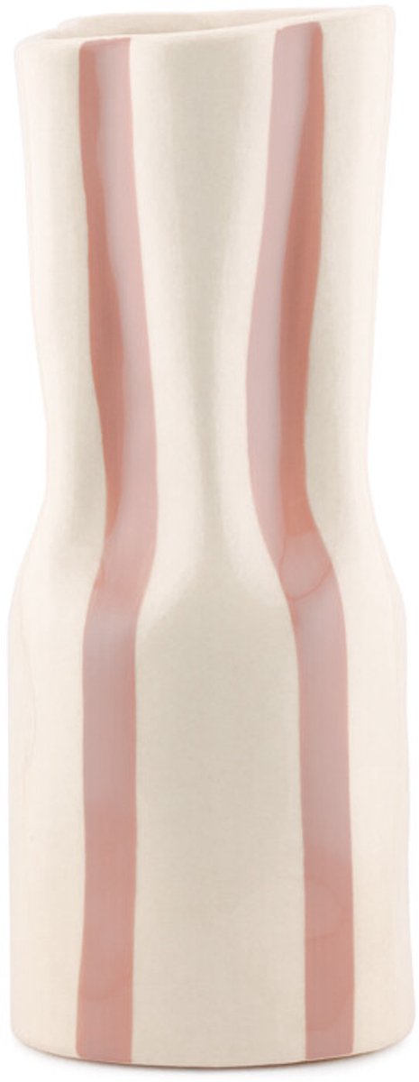 Aardewerk vaas beige gestreept