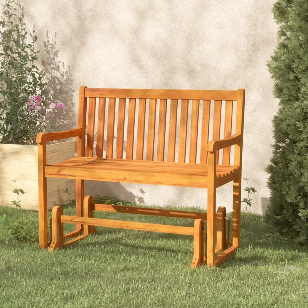 Tuinschommelbank Hout - Schommelbank Tuin - Buiten Ontspannen - Massief Acaciahout - 110 cm - Bruin