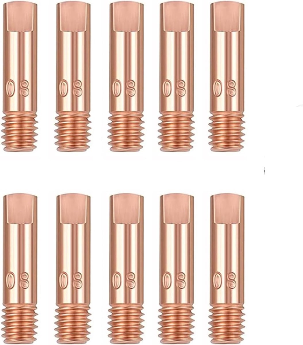 10 Stuks 15AK Contactpunten voor MIG/MAG Lassen - Koper Flow Nozzles 0.8mm M6 x 24mm - Lasaccessoires en Slijtageonderdelen voor Efficiënt Lassen