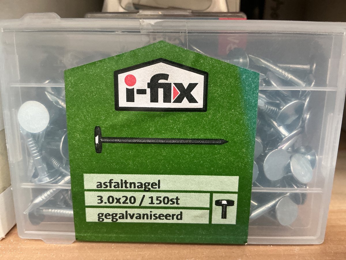 Asfaltnagels. 3.0 x 20mm. Lang. Verzinkt. 150 stuks. Kopspijkers. Verzinkt. Ifix.