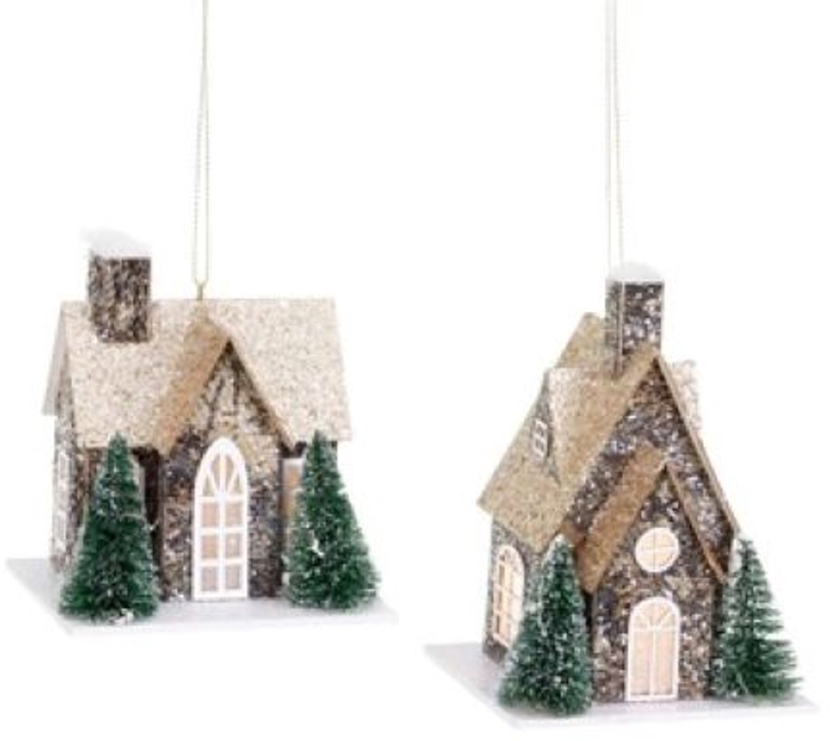 Goodwill - Decoratiehuisjes - Bruin - H12,5 cm - 2 stuks