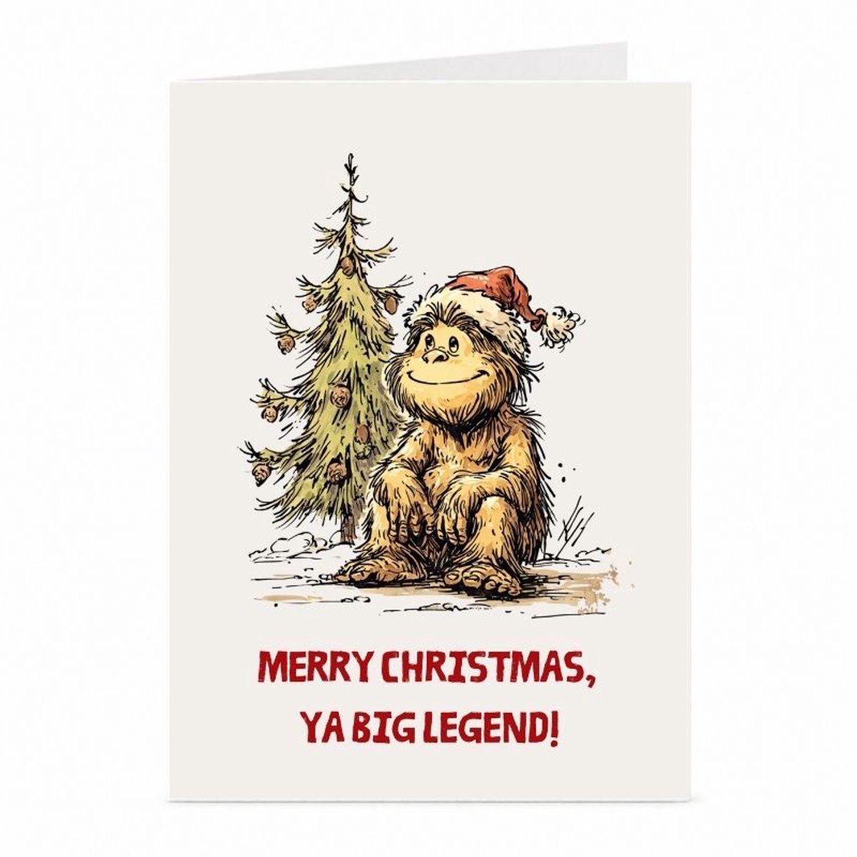 Bigfoot - Kerstkaart - JustTheCardGuy - A6 met envelop