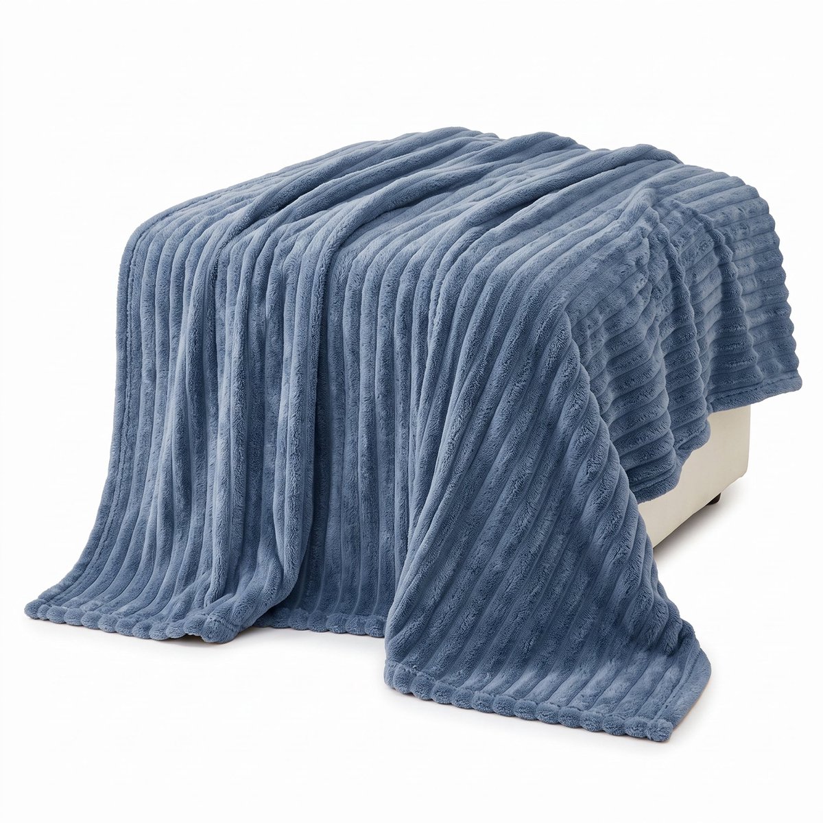 Cheqo® Fleece Deken - Plaid - Fleece Plaid met Ribstof - Woondeken - Knuffeldeken - Bankdeken - Plaid voor Bank - Grand Foulard - Sprei - Heerlijk Zacht en Warm - Petrol Plaid - Petrolblauwe Deken voor Bed en voor Woonkamer - Fleece Blanket