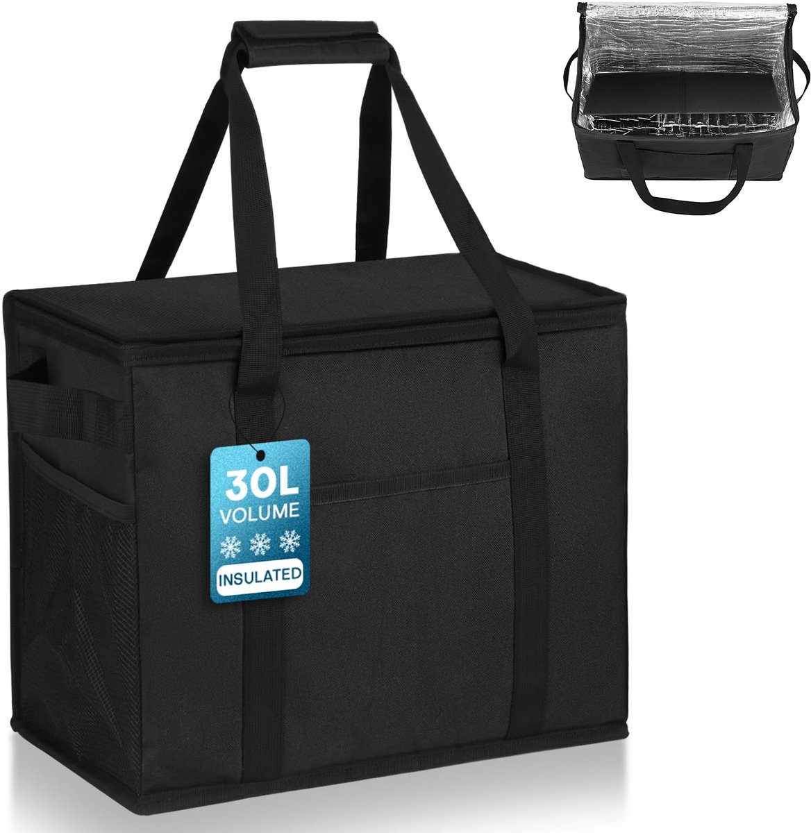 Beautyshow Koeltas met versterkte bodem, 30 liter, grote picknicktas, opvouwbare duurzame boodschappentas, zeer - ShopVlot
