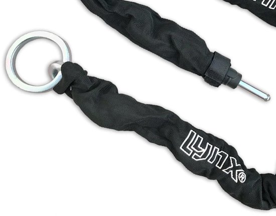 Zwarte LYNX insteekketting met zilverkleurige ring.